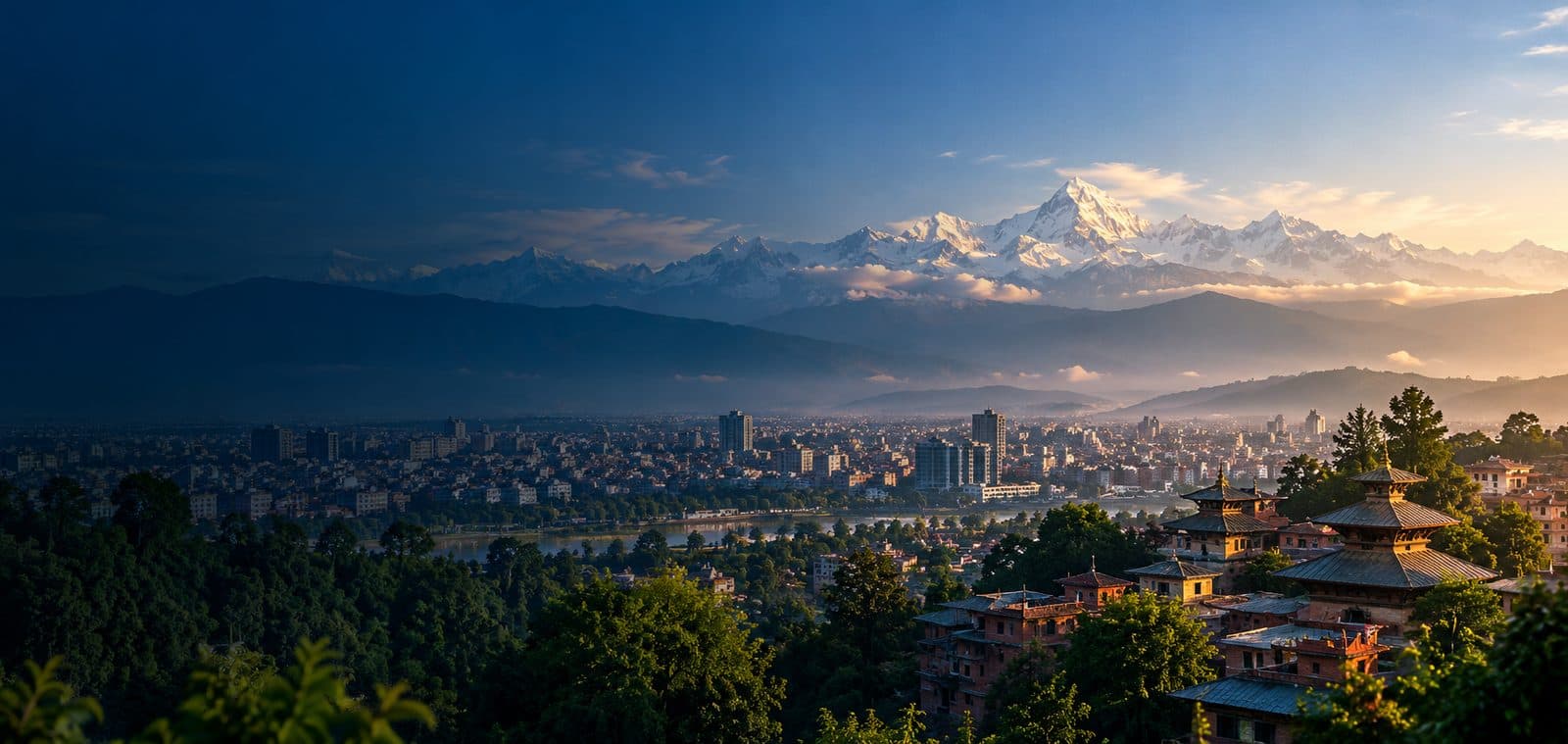 The Kathmandu valley and the Himalayan range, Nepal